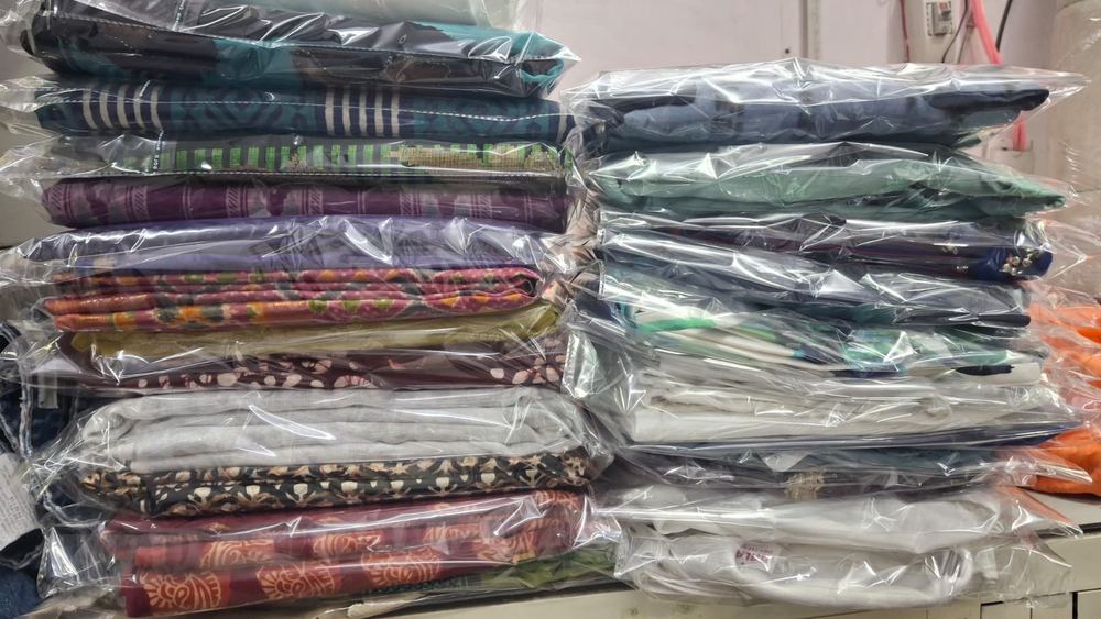 Orders folded and packed, ready for collection
